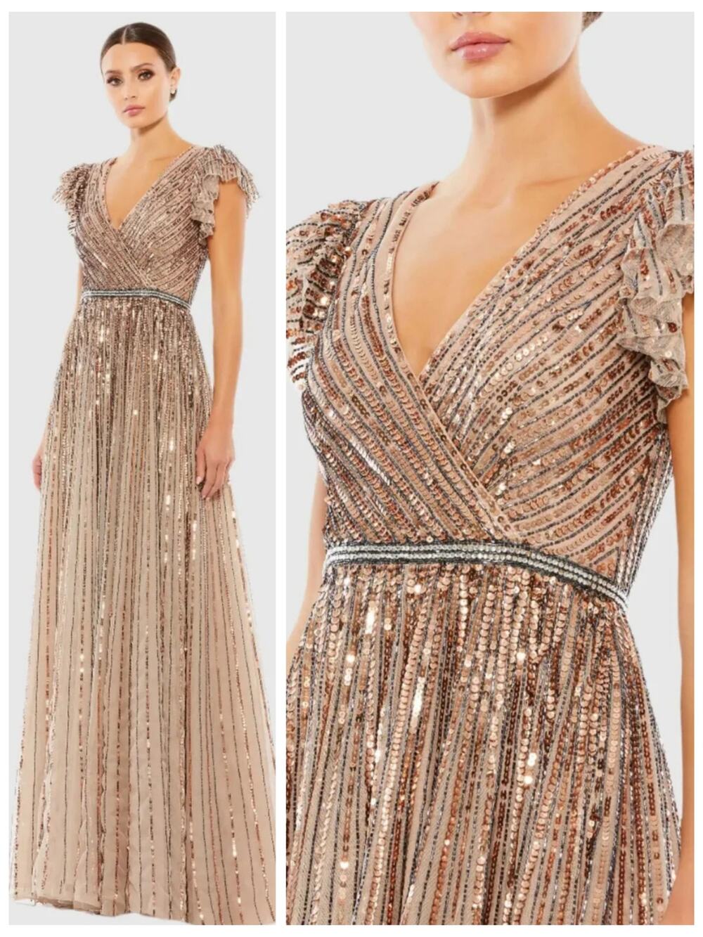 Mac Duggal Beaded Sequin Formal Gown 5502 Copper Evening Embellished Dress 2